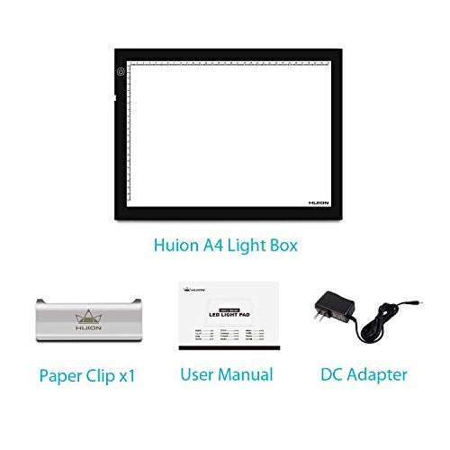 HUION A4 LED Light Pad Tracing Light Box Adjustable Brightness AC Powered - 12.2x8.27 Inch - HU-A4