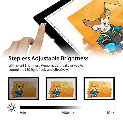 HUION A4 LED Light Pad Tracing Light Box Adjustable Brightness AC Powered - 12.2x8.27 Inch - HU-A4