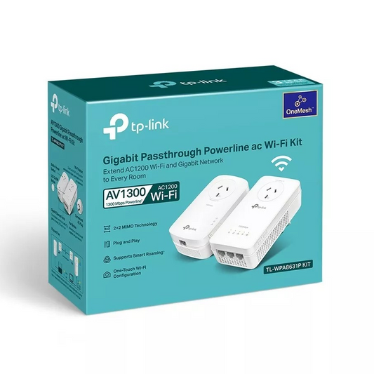 TP LINK TL WPA8631PKIT GIGABIT PASSTHROUGH POWERLINE AC WI FI KIT - NWTL-WPA8631PKIT