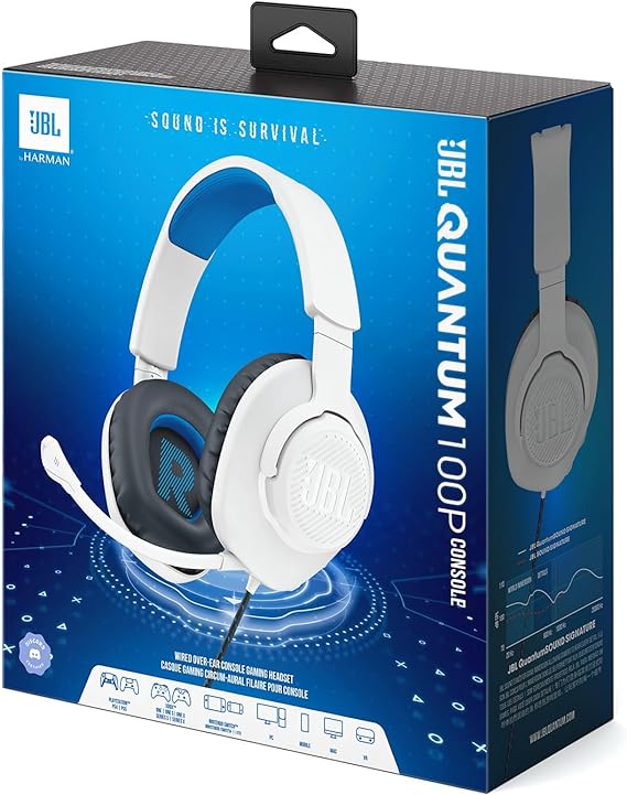 JBL Quantum 100P Gaming Headset - White, White - AD089