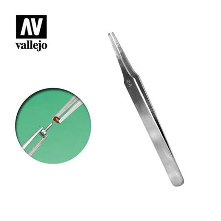 Vallejo Tools - Flat Rounded Stainless Steel Tweezers (120mm) - AVT12007