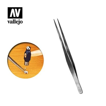 VALLEJO TOOLS - STRAIGHT TIP STAINLESS STEEL TWEEZERS (175MM) - AVT12008