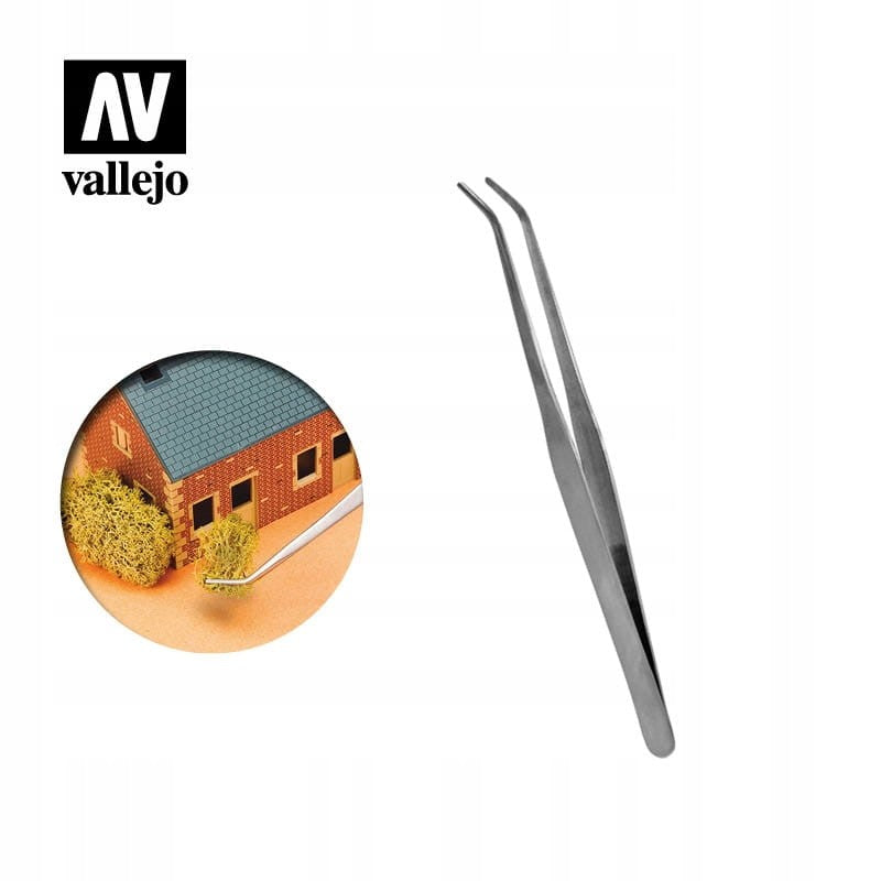 VALLEJO HOBBY TOOLS - STRONG CURVED STAINLESS STEEL TWEEZERS (175MM) - AVT12009