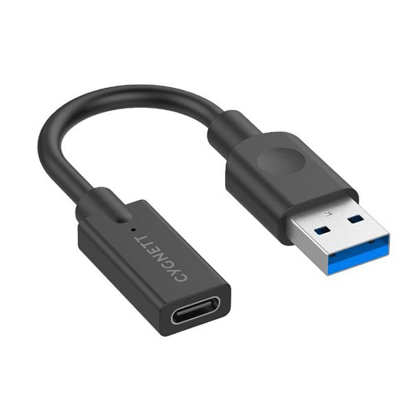CYGNETT ESSENTIAL 10CM USB A MALE TO USB C FEMALE CABLE ADAPTER BLACK - CY3321PCUSA