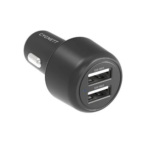 CYGNETT CARPOWER 24W CAR CHARGER DUAL PORT USB-A (2X12W) BLACK - CY3697CYCCH