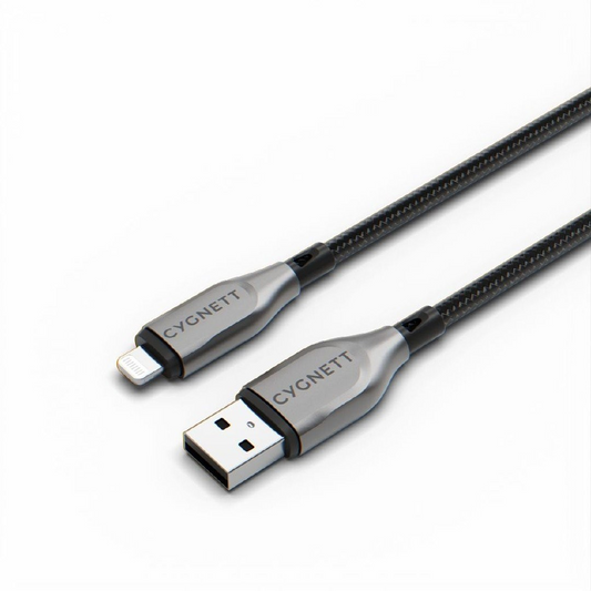 CYGNETT ARMOURED LIGHTNING TO USB -A CABLE - BLACK 1M - CY4658PCCAL