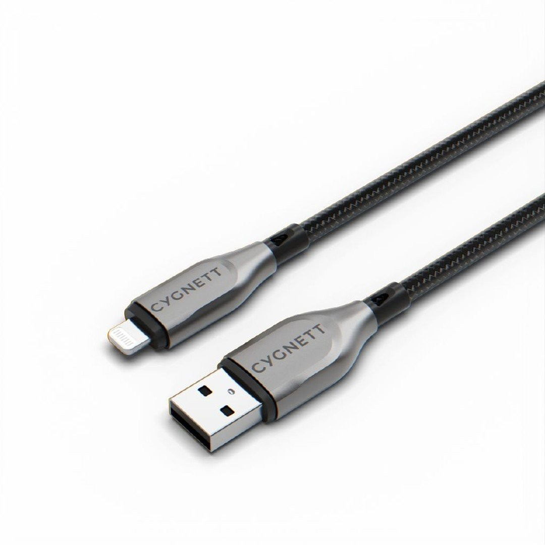 CYGNETT ARMOURED LIGHTNING TO USB-A CABLE - BLACK 2M - CY4660PCCAL