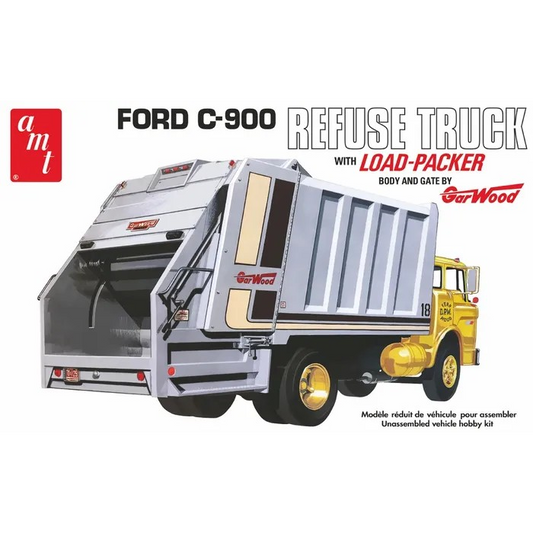 SKILL 3 MODEL KIT FORD C-900 GARWOOD REFUSE GARBAGE TRUCK WITH LOAD-PACKER 1/25 SCALE MODEL BY AMT - R2AMT1247