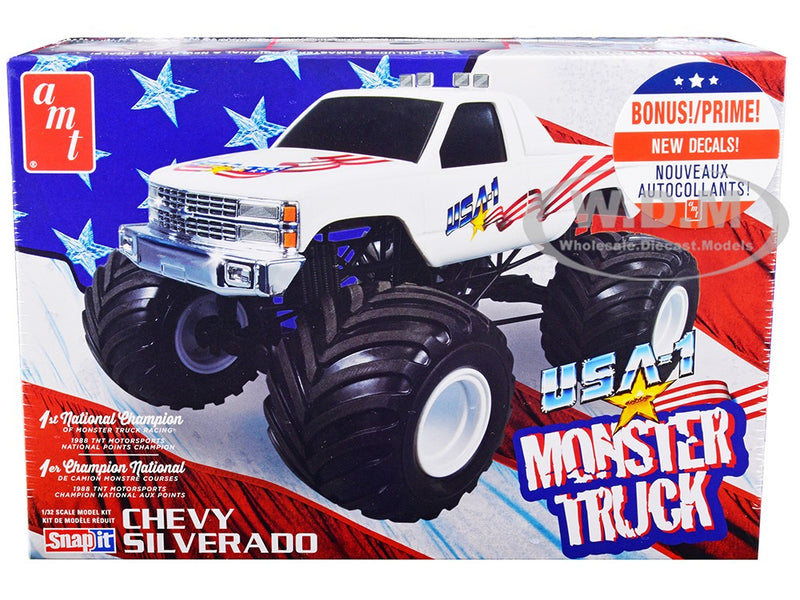 AMT AMT1351M Skill 1 Snap Model Kit Chevrolet Silverado USA-1 Monster 1-32 Scale Model Truck - AMT11351M