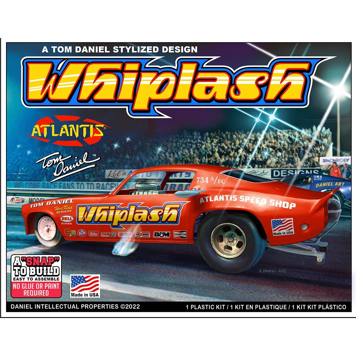 ATLANTIS MODELS AANM8276 1-32 SCALE SNAP TOM DANIEL WHIPLASH CAMARO FUNNY CAR PLASTIC FIGURES