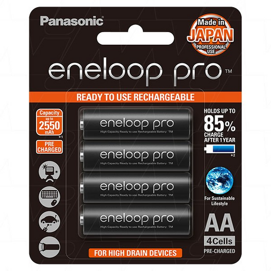 BAT NIMH AA 1.2V 2450MAH ENELOOP PRO PK4 - 30001-091BP4