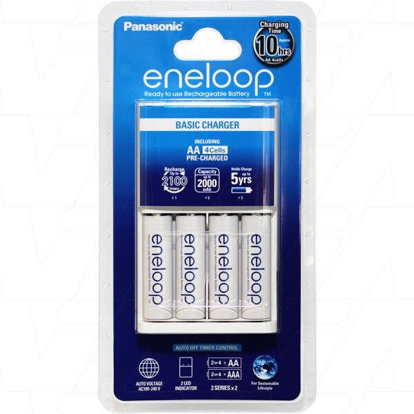 Panasonic Eneloop 10Hr Standard Charger with 4 Aa Batteries