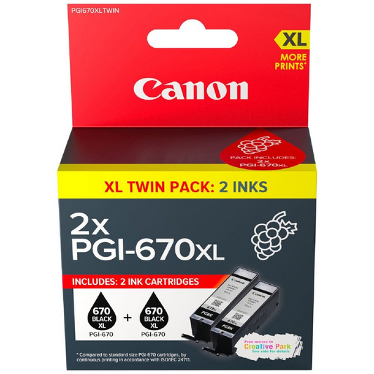 CANON 670XL BLACK INK TWIN PACK - CI670XLT 