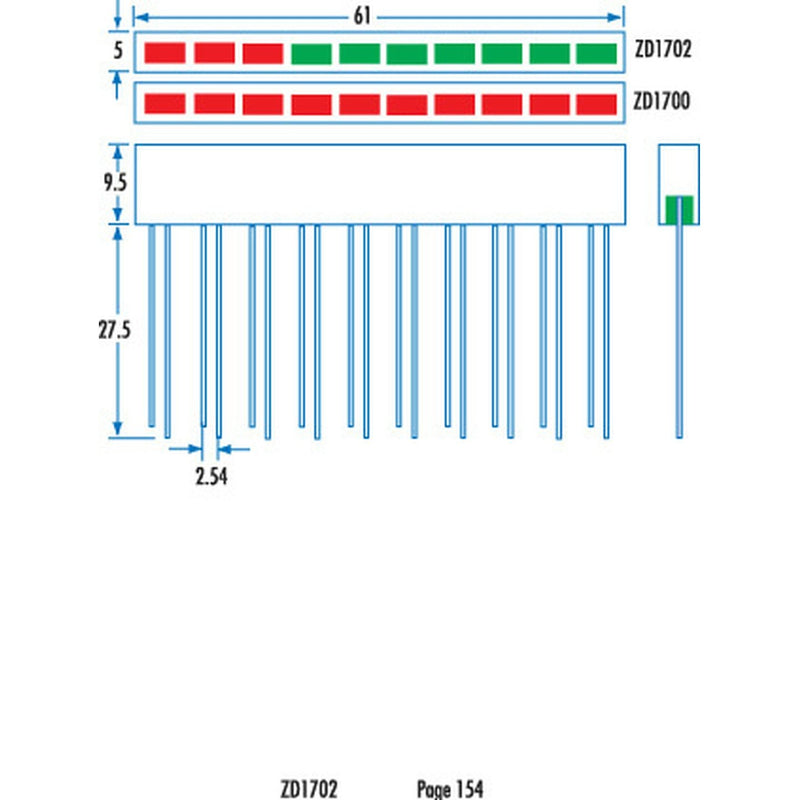 LED BARGRAPH 7GRN 3RED SIL20 - ZD1702