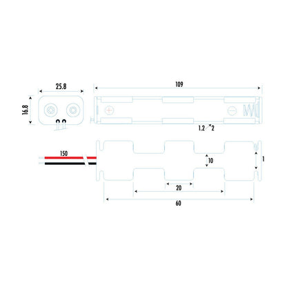 BATT HOLDER 4AA LONG - PH9204