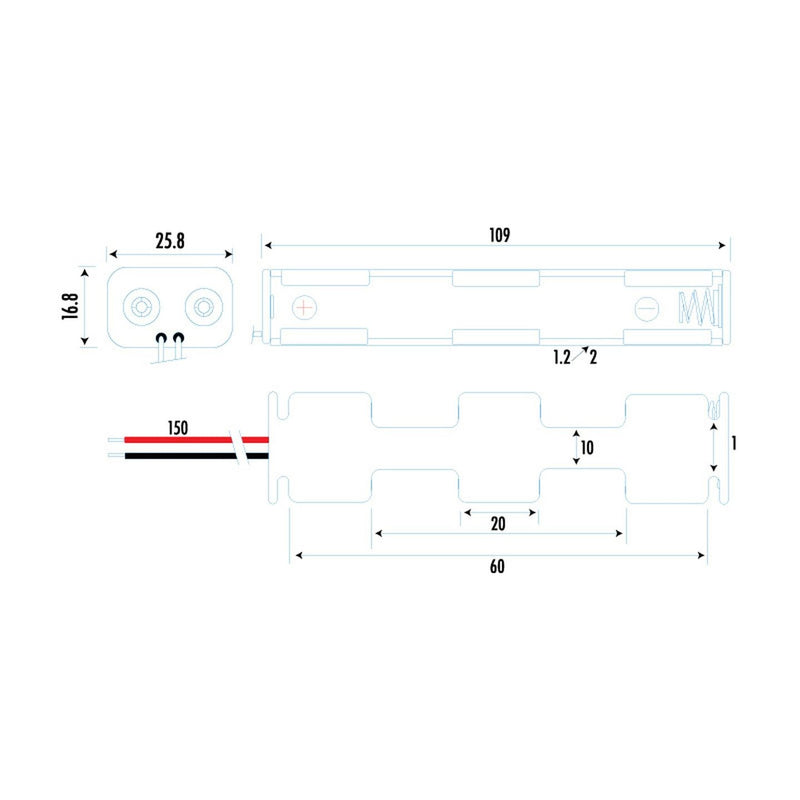 BATT HOLDER 4AA LONG - PH9204