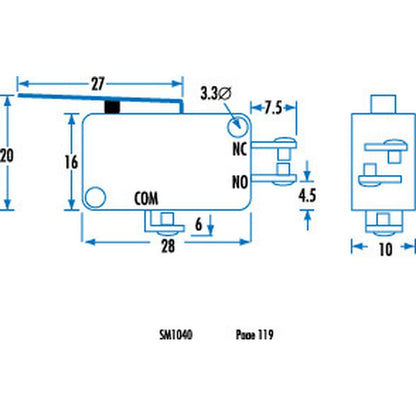 SWITCH MICRO SPDT 240V 10A - SM1040