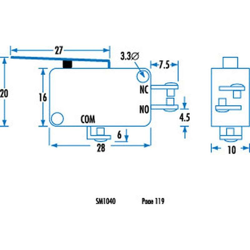 SWITCH MICRO SPDT 240V 10A - SM1040