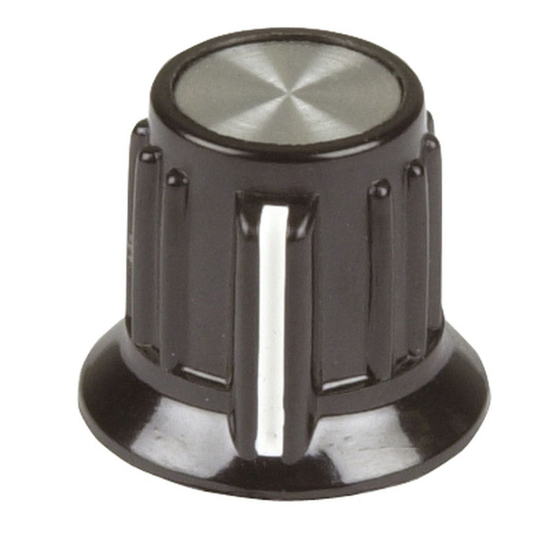 KNOB IMP FLAT PLAST BLK ALU CAP 20X18 - HK7786