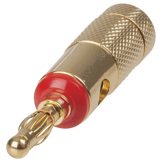 PLG BANANA 4MM MTL GLD/RED - PP0426
