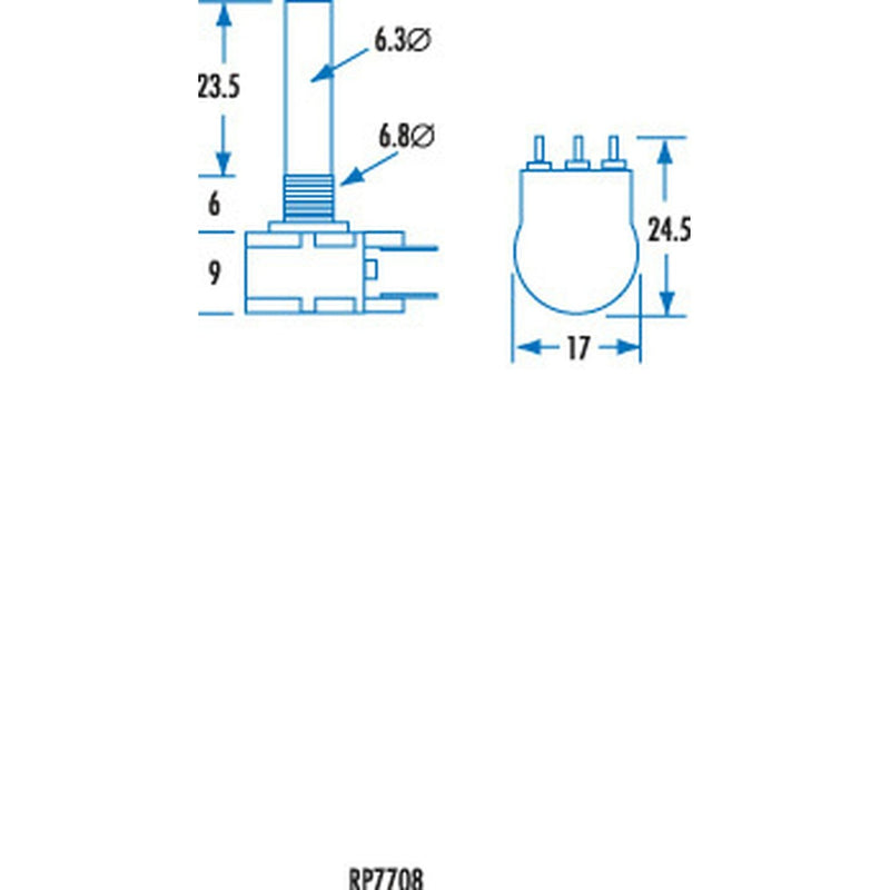 POT PCB LIN DG 16MM B50K STD IMP SHAFT - RP7708