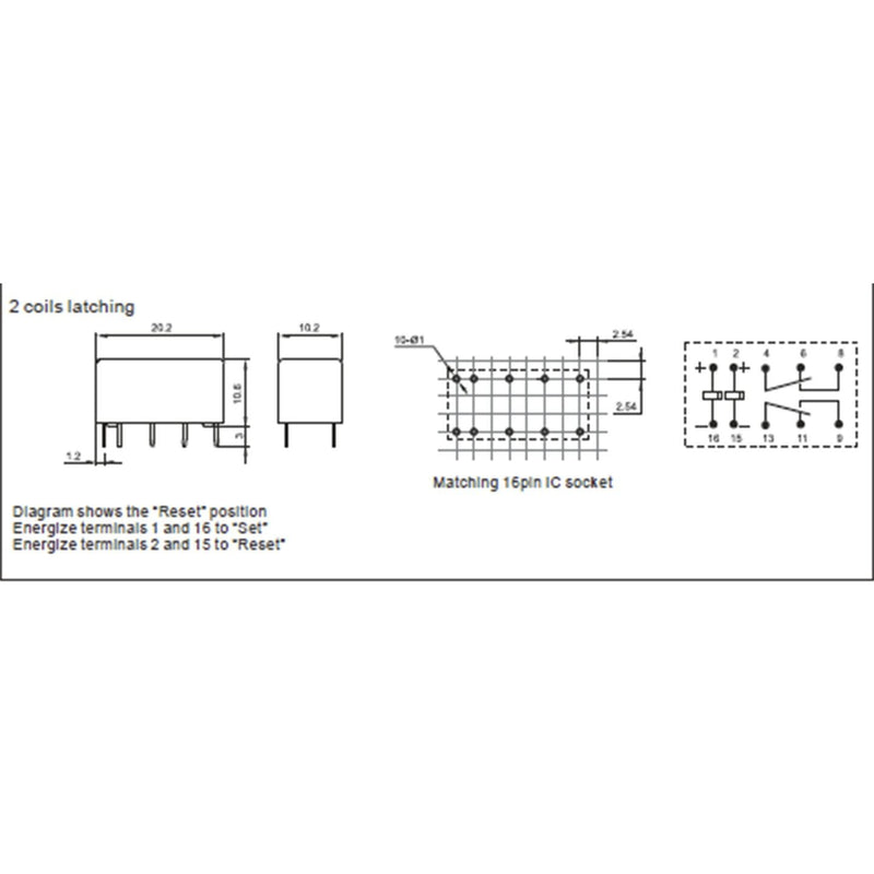 RELAY PCB DIL16 12VDC 2A@250VAC LATCH - SY4060