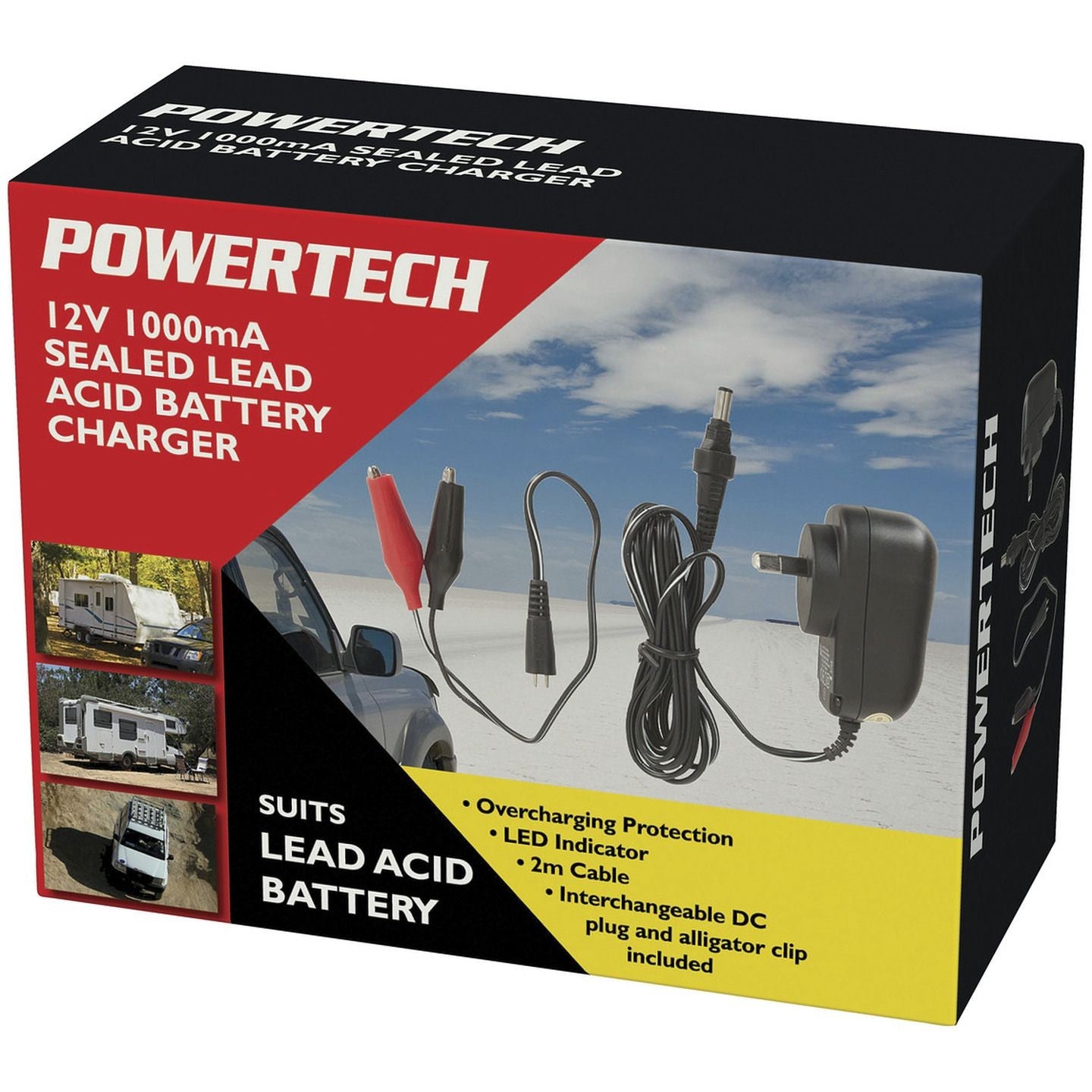 CHRG BATT 12V 1A SLA W/CLIP DC PLUG - MB3619