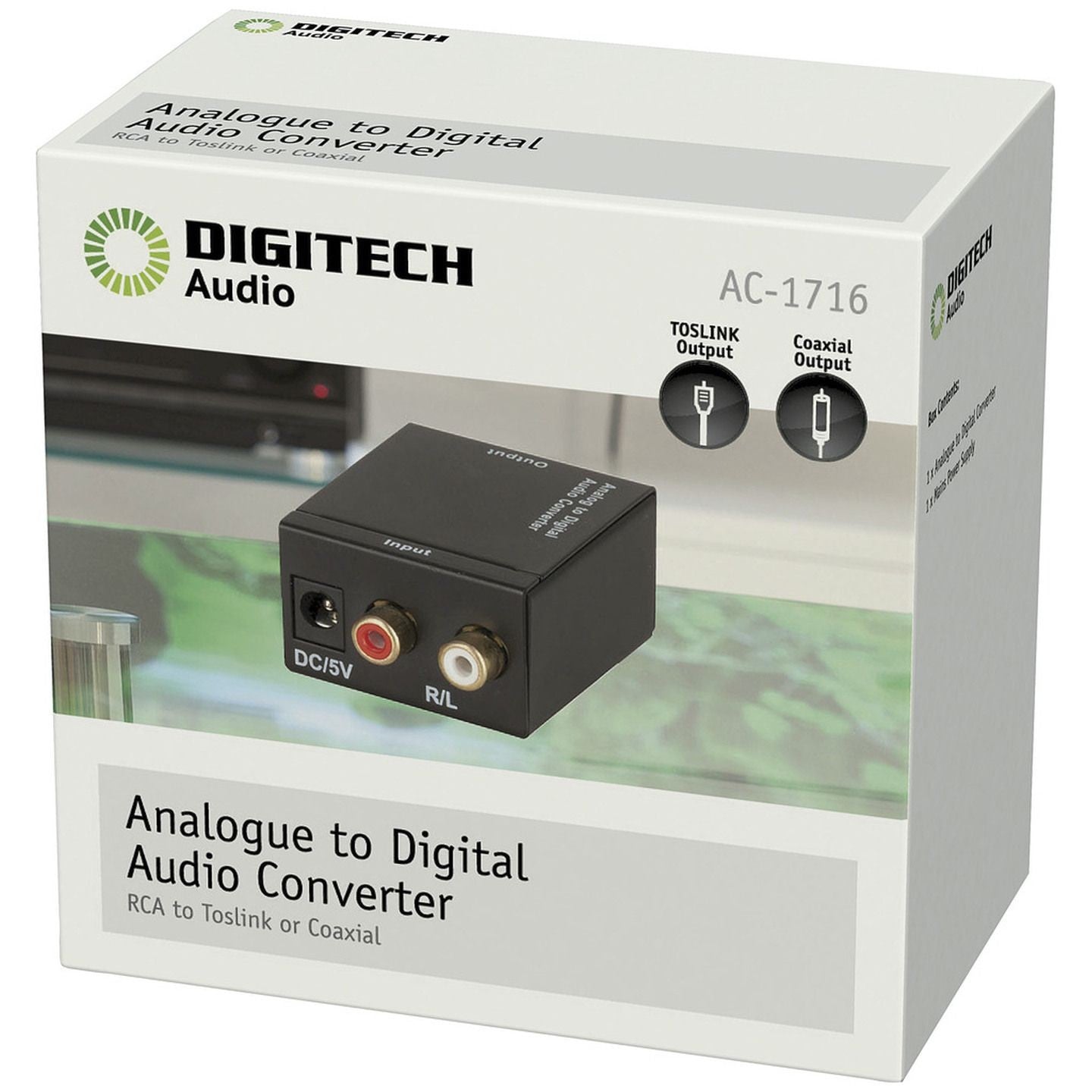 CNVTR AUD ANLG-DIG L+R RCA-COAX/TOS 5VDC - AC1716