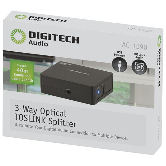 SPLITTER TOSLINK 3WAY ACTIVE W/USB - AC1590