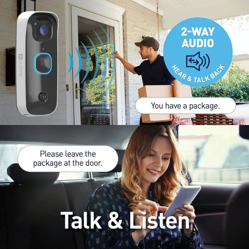 DOORPHONE VIDEO WIFI 4K BATT SWANN - QC9118