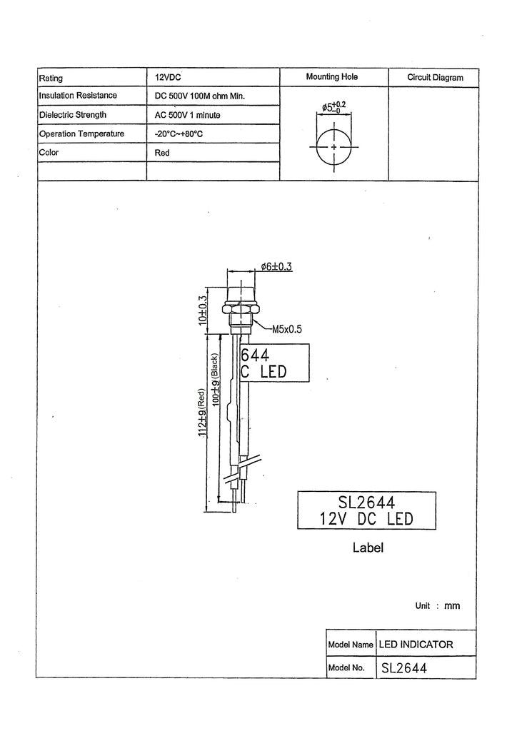 BEZEL 12V CHRM LED 3MM RED - SL2644