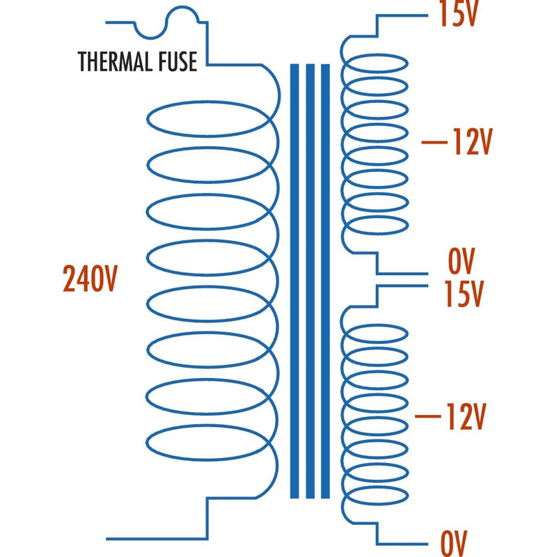 (D)T/F 240VAC M/TAP DUAL 12/15V 6A 100VA - MM2015