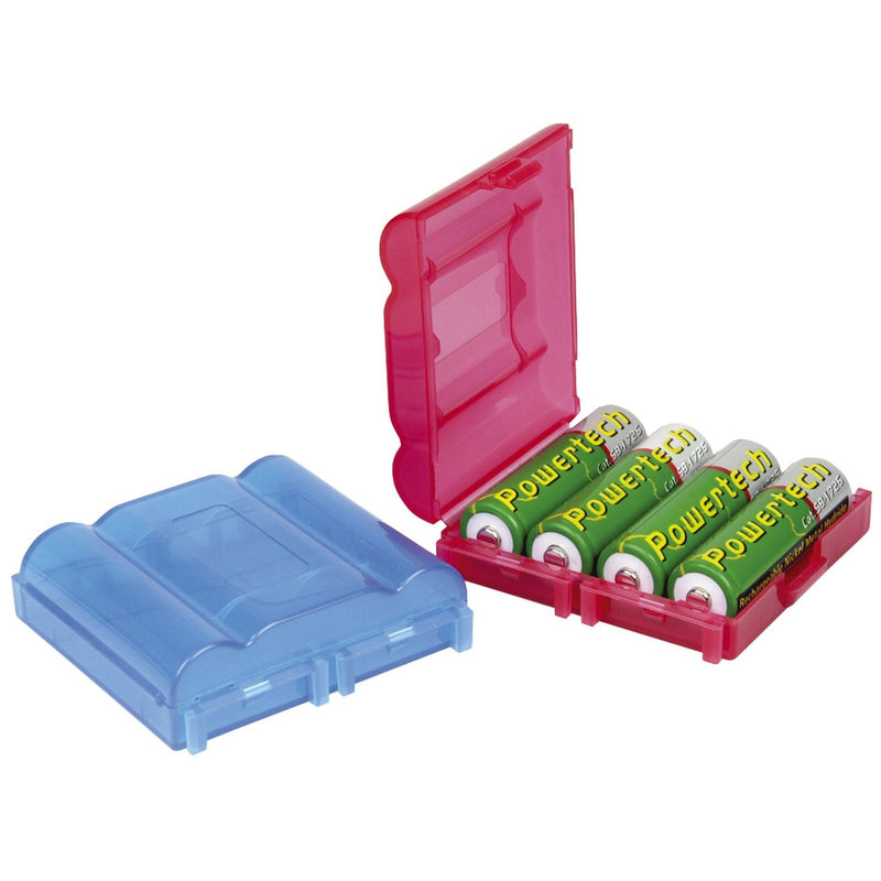 CASE BATT 4XAA PK2 BLU&RED PLASTIC - HB6359