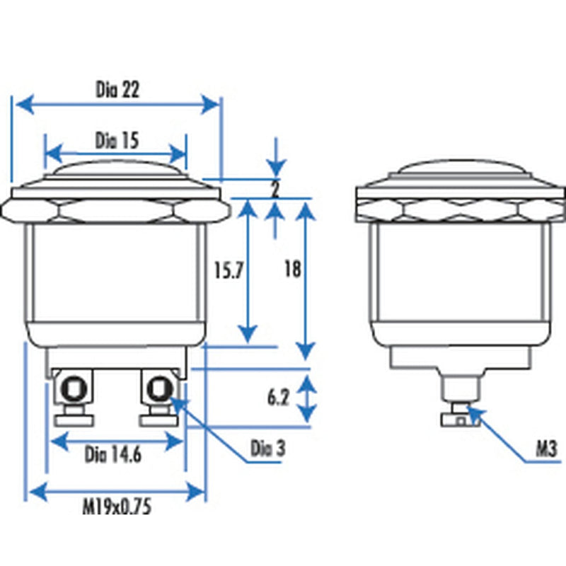 SWITCH PUSH MOM MTL RND 250VAC/4A - SP0755