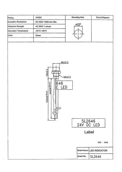 BEZEL 24V CHRM LED 3MM GRN - SL2646