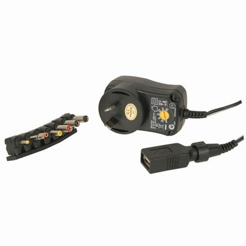 MAINS ADPT SMPS 3-12V 12W 7PLG+USB - MP3312