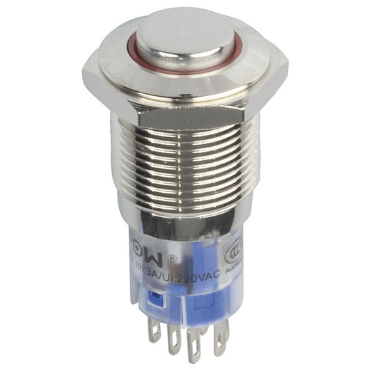 (Z)SWITCH PUSH MOM 3A ILLUM RED MTL IP67 