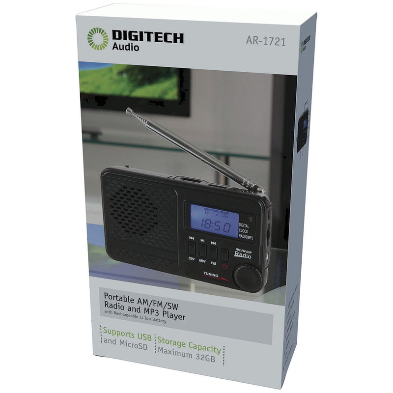 RADIO AM/FM/SW MP3 PLYR RECH USB ALARM - AR1721