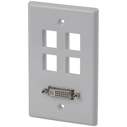 WALL PLATE DVI SKT 4 KEYSTONE PORTS WHT