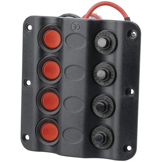 PNL PLAS W/SWITCH+ C/B 4WAY ILLUM 12VDC - SZ1902