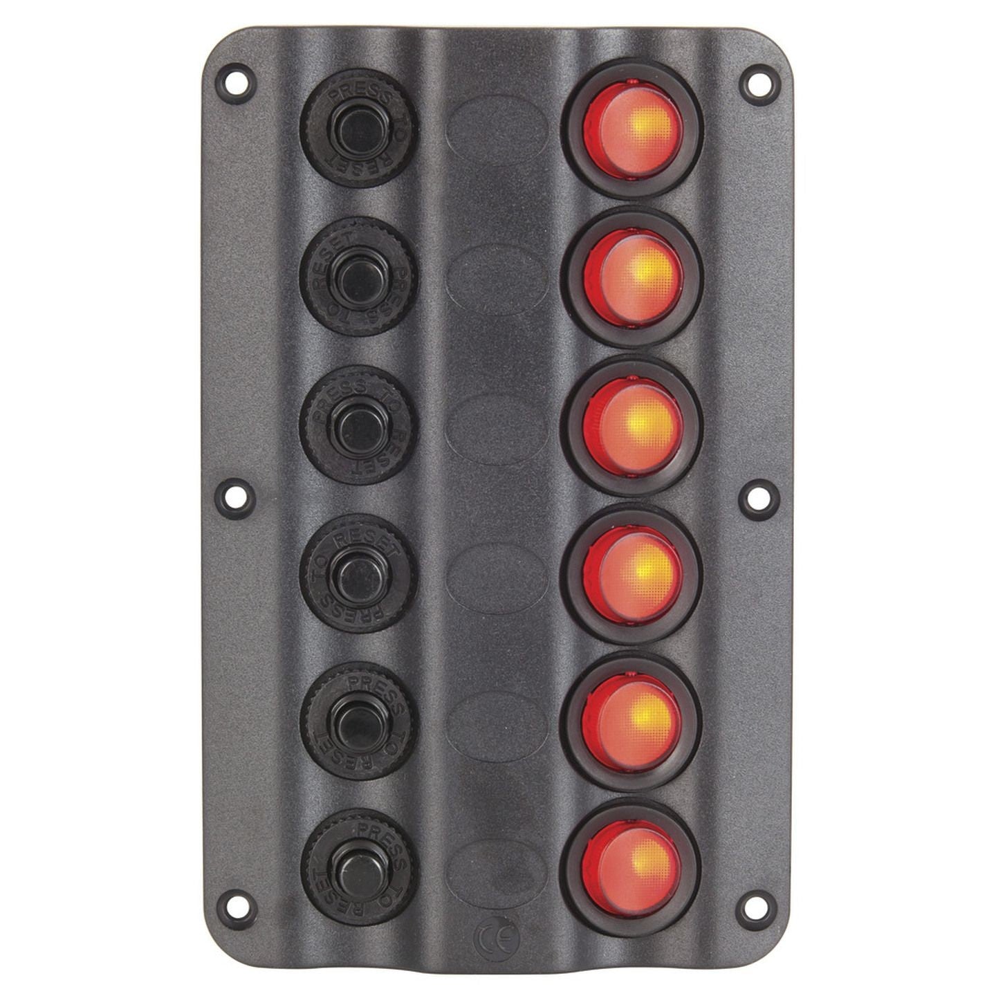 PNL PLAS W/SWITCH & C/B 6WAY ILLUM 12VDC - SZ1903