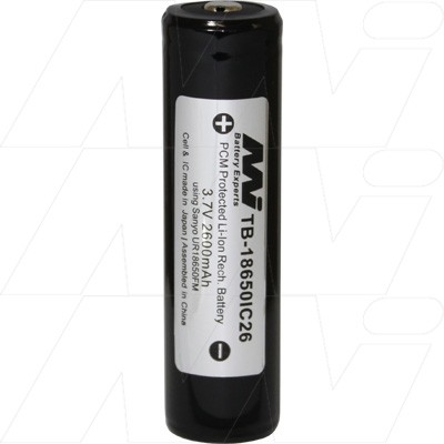 TB-18650IC26-BP1 2.6AH LIION TORCH BATT + PCM PROTECTION - 30007-101TBIC26