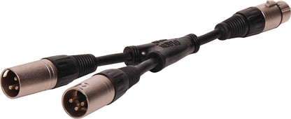 XLR 3 PIN Y ADAPTOR FEMALE XLR TO 2X MALE XLR SPLITTER LEAD - P0761