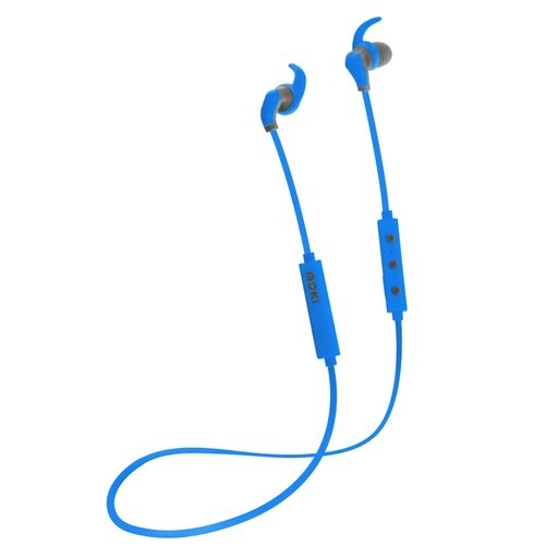 MOKI HYBRID WIRELESS BLUETOOTH EARPHONES HEADSET W/MIC FOR SMARTPHONES RED