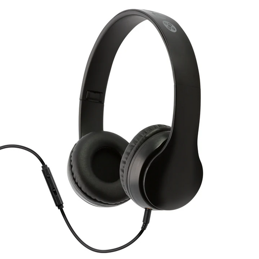 MOKI FLIP HEADPHONES + REMOVABLE 3.5MM AUDIO CABLE & IN-LINE MIC - BLACK