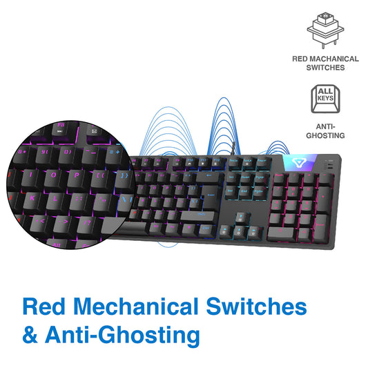 LASER FULL SIZE RGB MECHANICAL GAMING KEYBOARD - KB-MEK101-BK