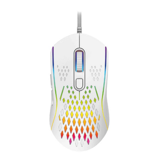 LASER RGB LIGHTWEIGHT GAMING MOUSE WHITE - MSE-M1210-WH