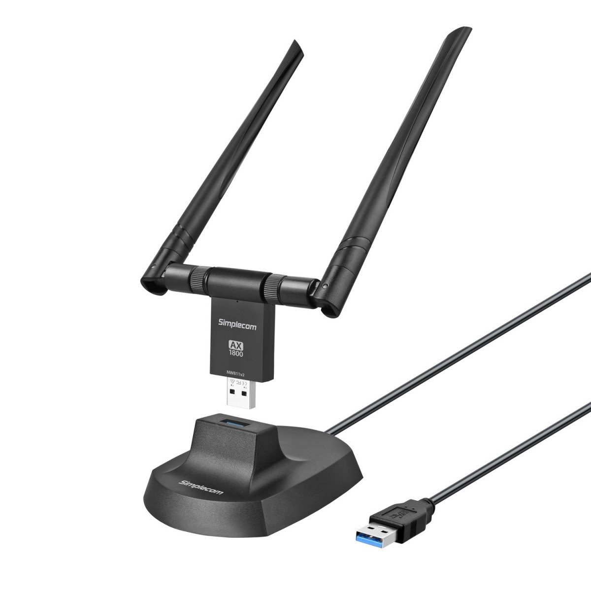 SIMPLECOM AX1800 DUAL BAND WIFI 6 USB ADAPTER 2X5DB ANTENNAS - HXSI-NW811V2