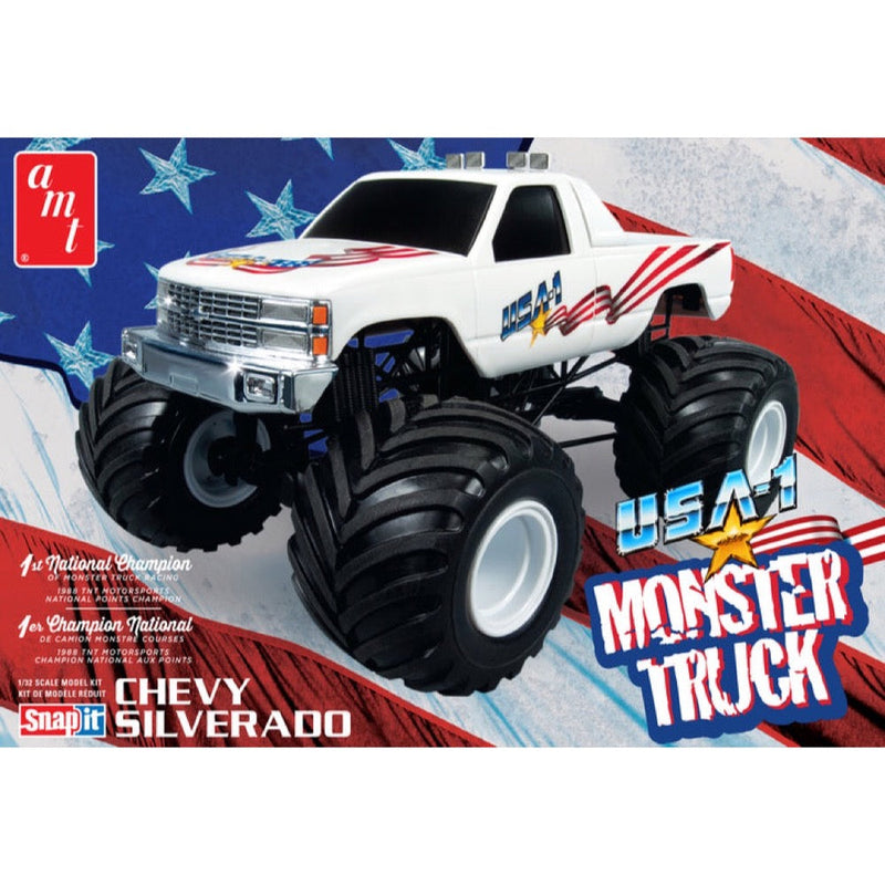 AMT AMT1351M Skill 1 Snap Model Kit Chevrolet Silverado USA-1 Monster 1-32 Scale Model Truck - AMT11351M