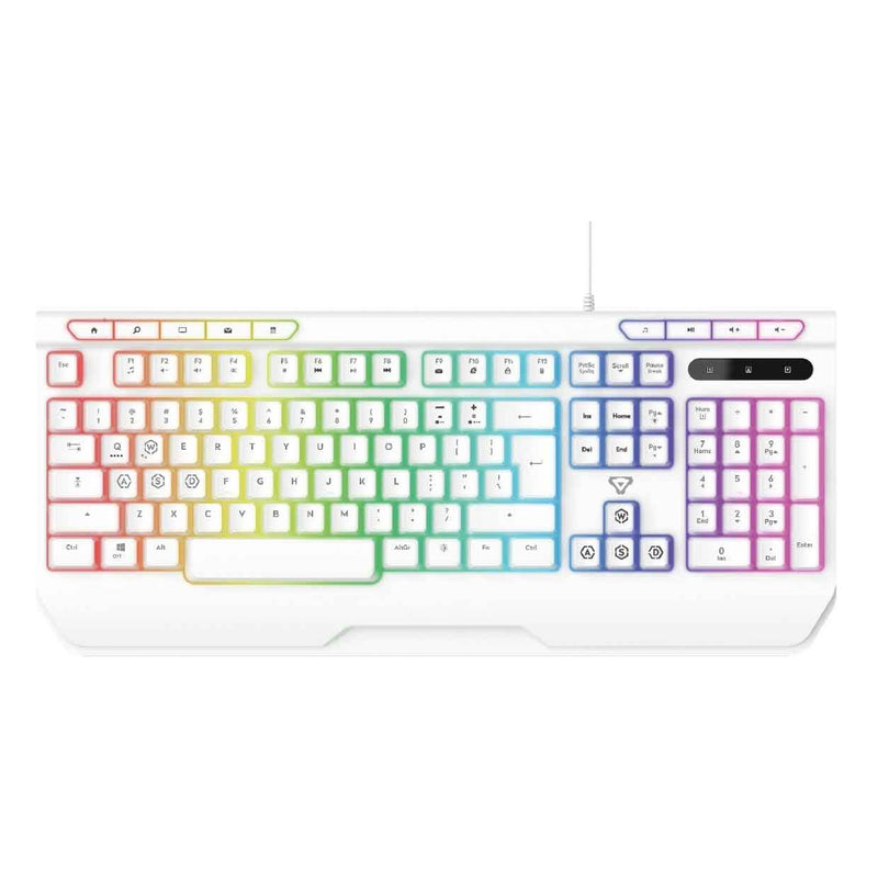 LASER GAMING LED FULL SIZE KEYBOARD WHITE - KB-MBK701-WH05